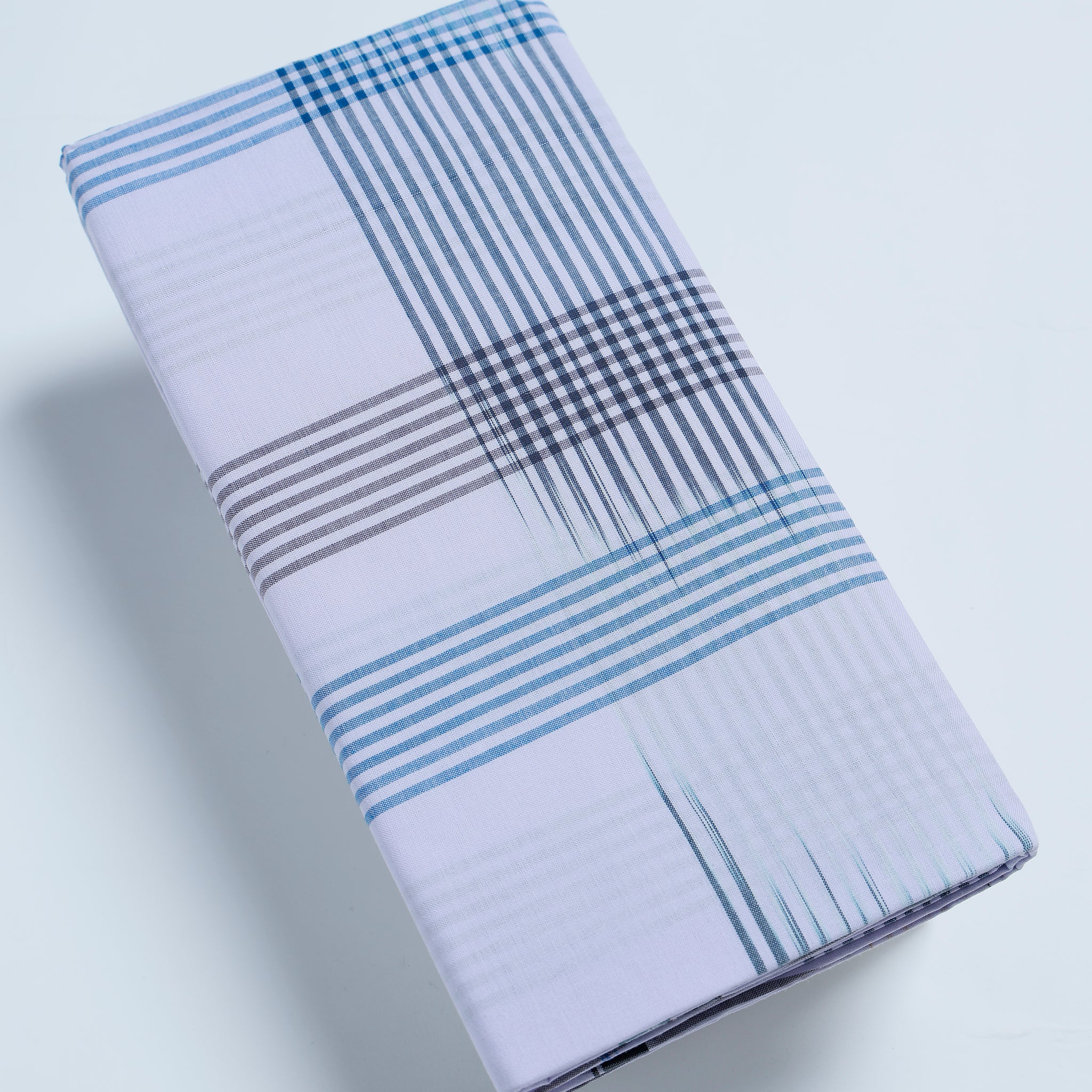 Kibs Brand White Striped 2.15 m Stitched Lungi