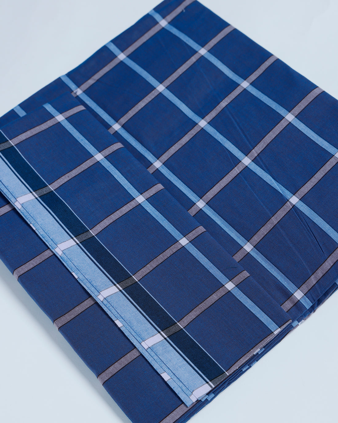 Kibs Brand Blue Checkered 2.15 m Stitched Lungi