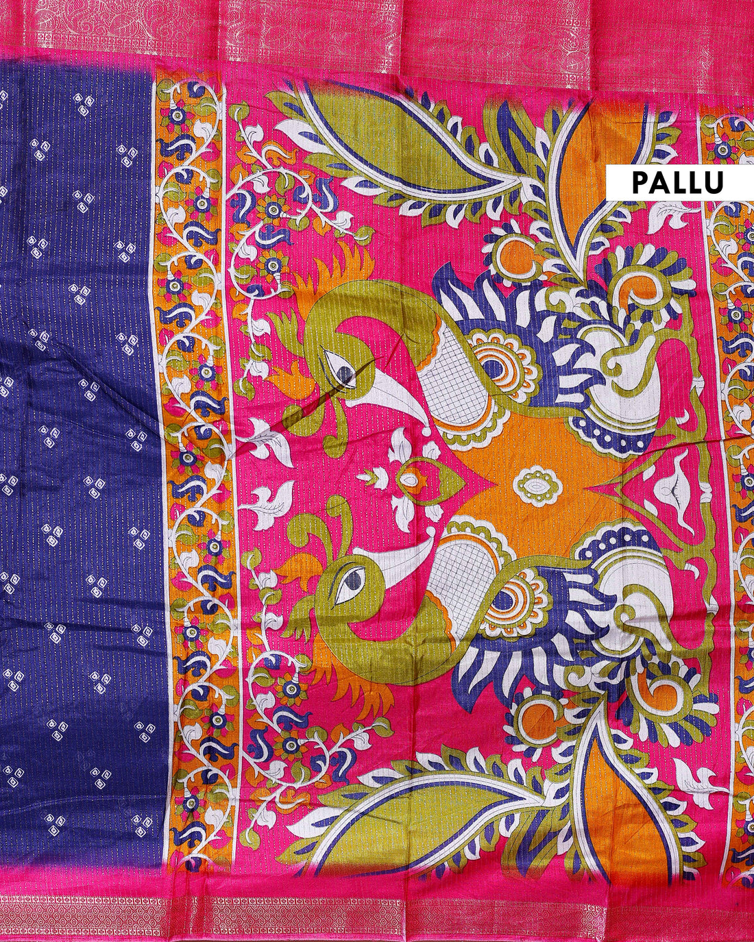 Elegant Dola Silk Saree with Traditional Peacock and Floral Motifs Border - Blue