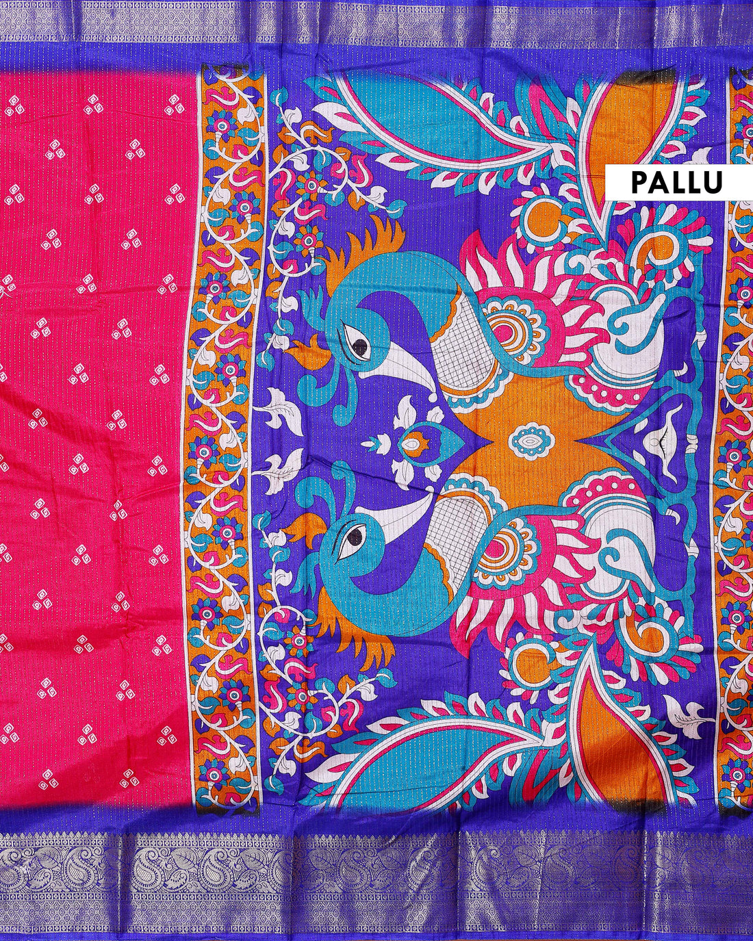 Elegant Dola Silk Saree with Traditional Peacock and Floral Motifs Border - Magenta