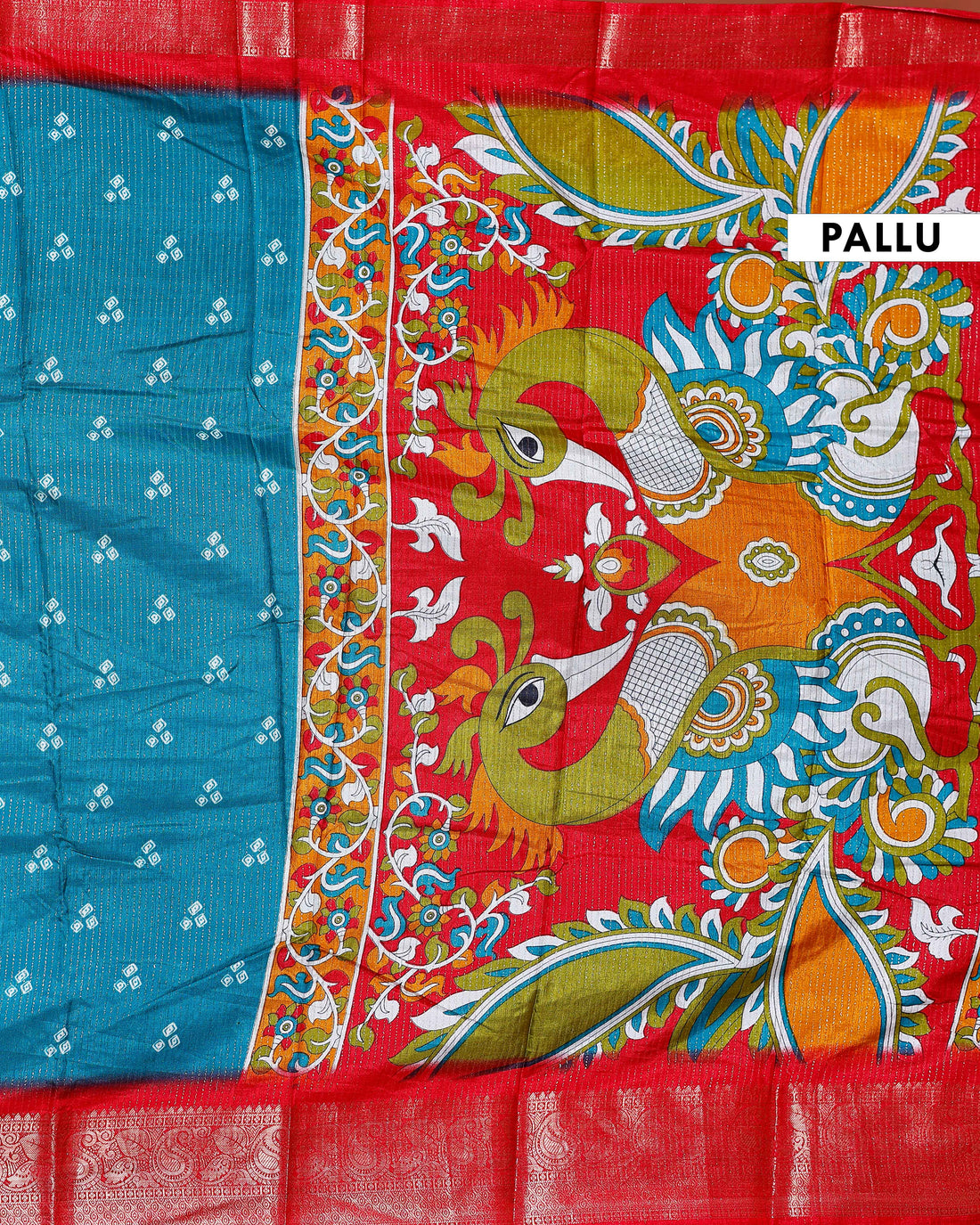 Elegant Dola Silk Saree with Traditional Peacock and Floral Motifs Border -Blue