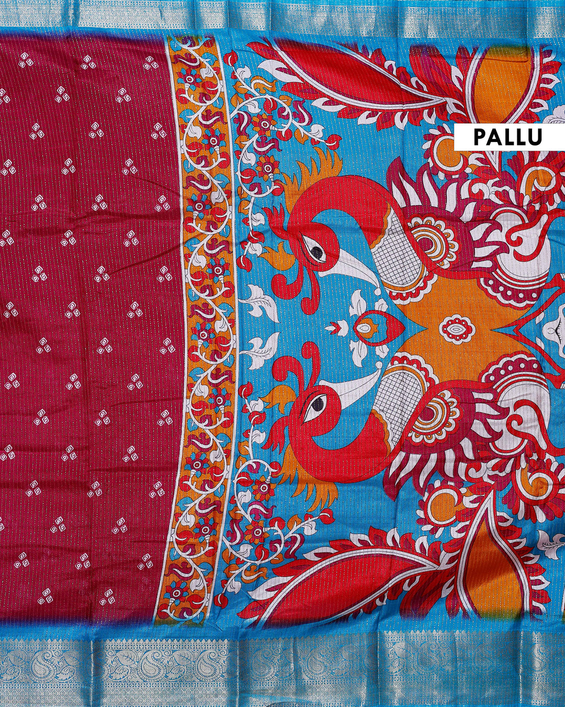 Elegant Dola Silk Saree with Traditional Peacock and Floral Motifs Border - Maroon