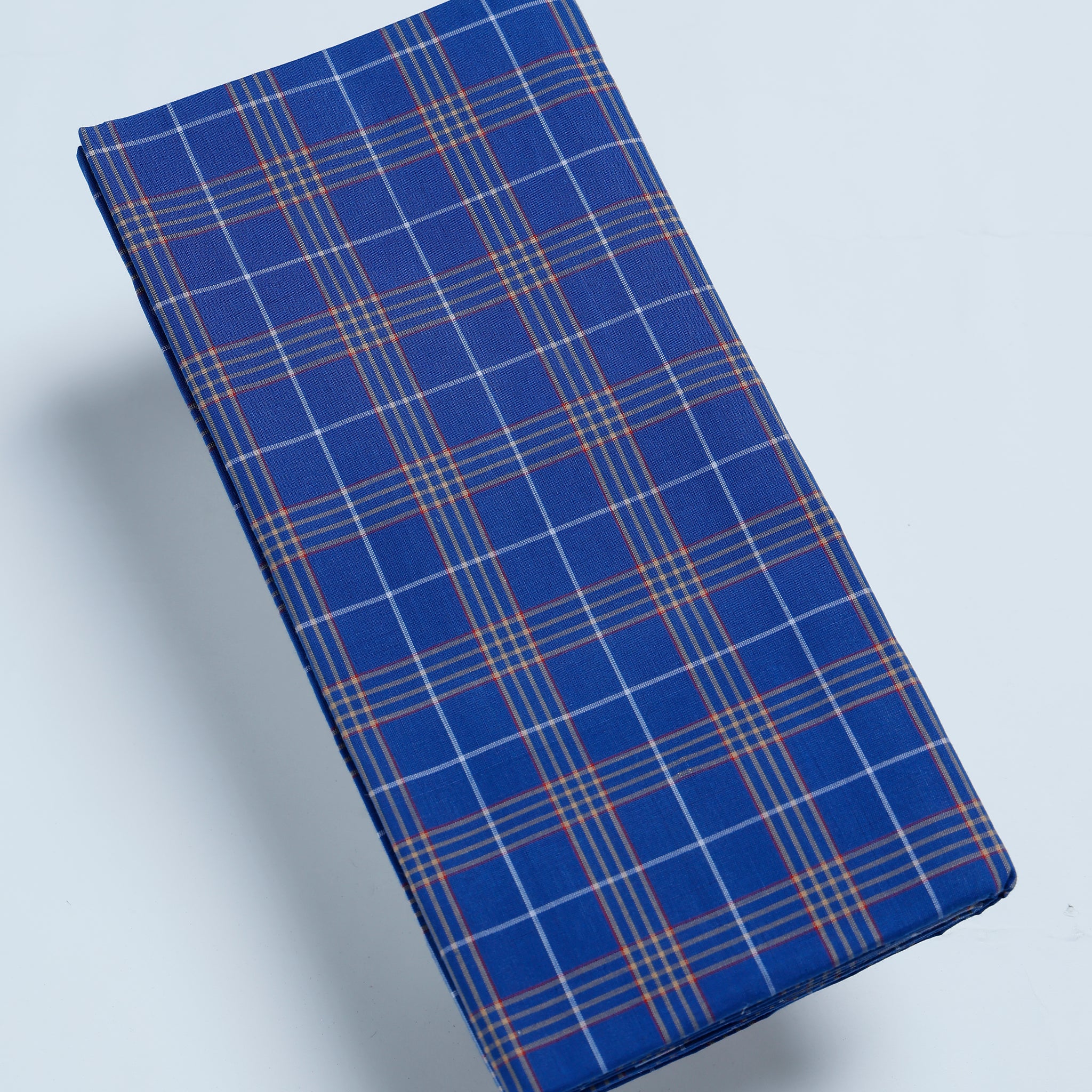 Nandu Brand Blue Checkered 2.20 m Stitched Lungi