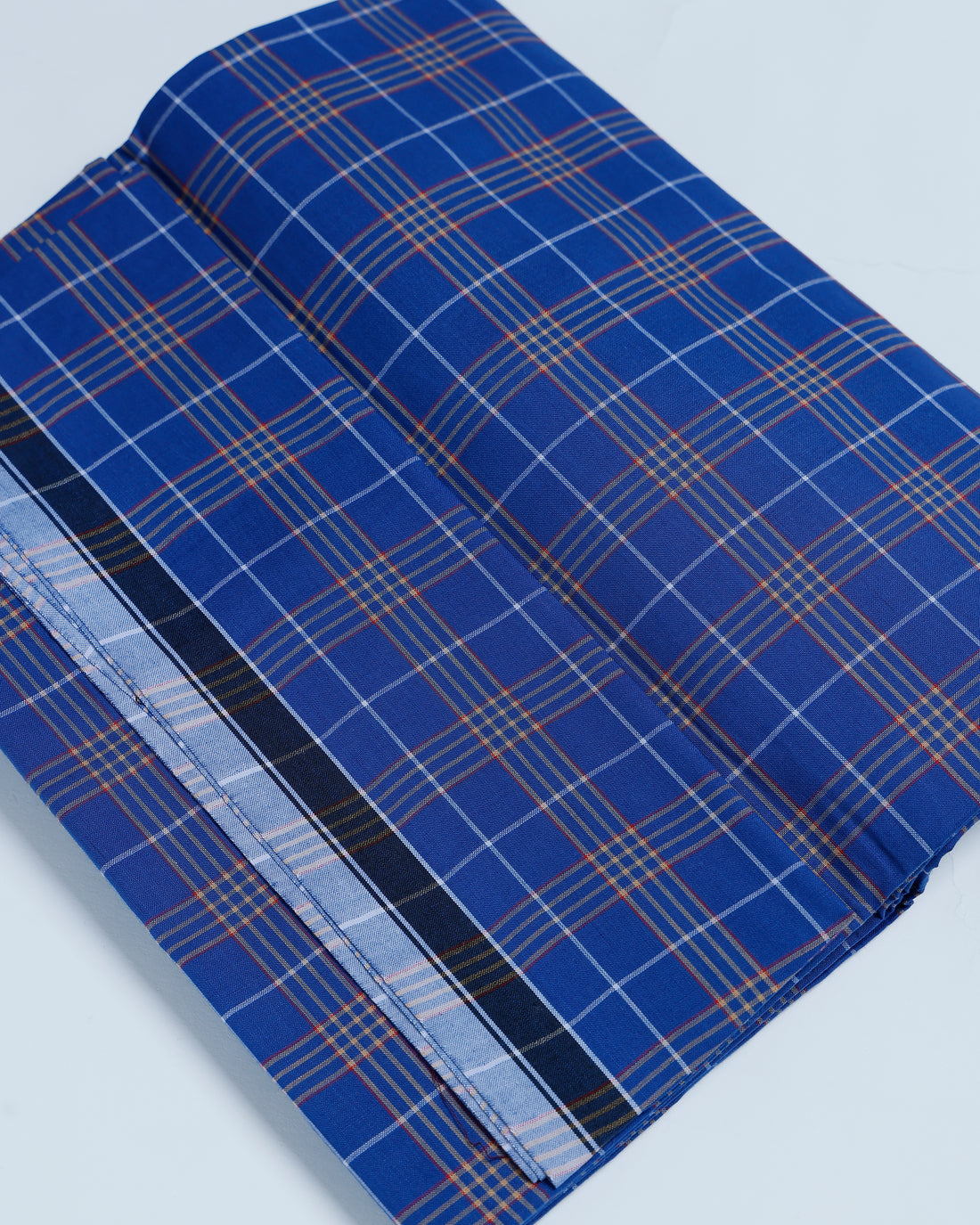 Nandu Brand Blue Checkered 2.20 m Stitched Lungi