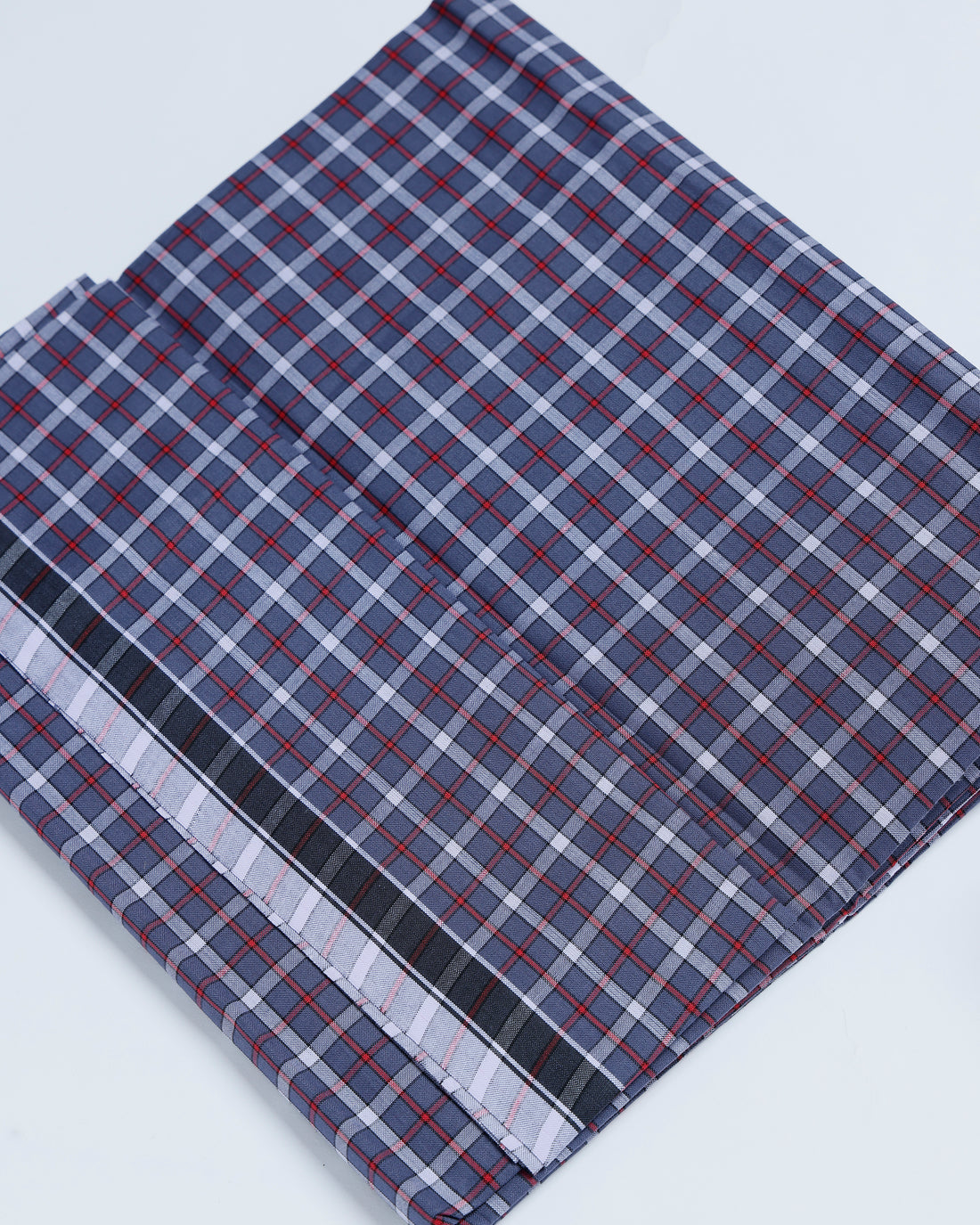 Nandu Brand Blue Checkered 2.20 m Stitched Lungi