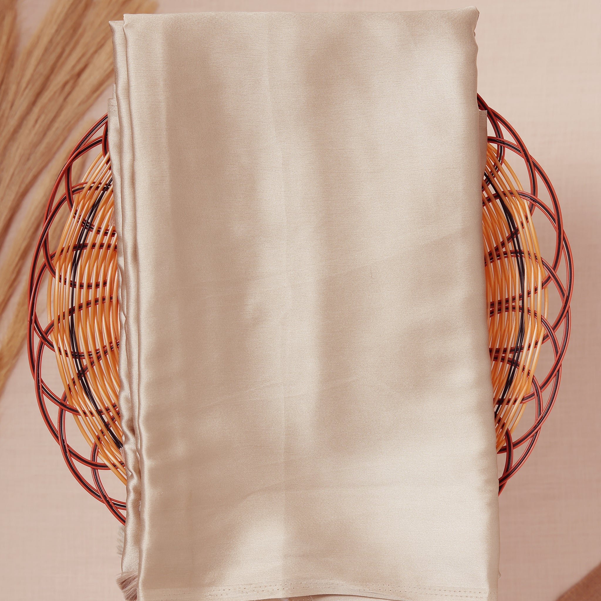 Beige Color Satin Saree