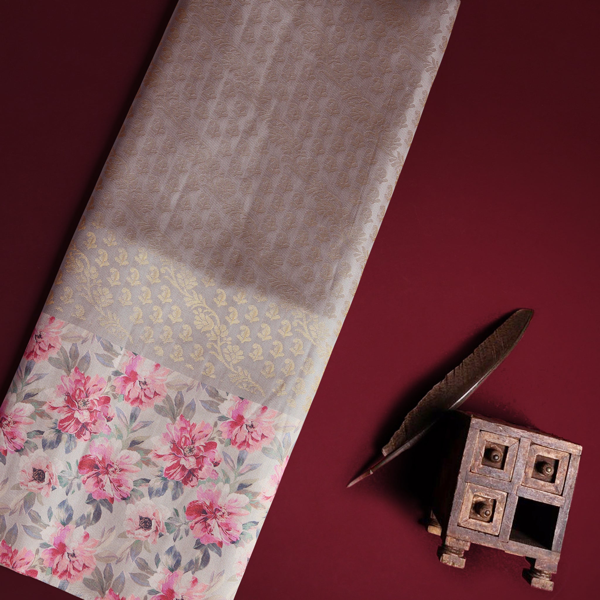 Beige Color Soft Silk Saree