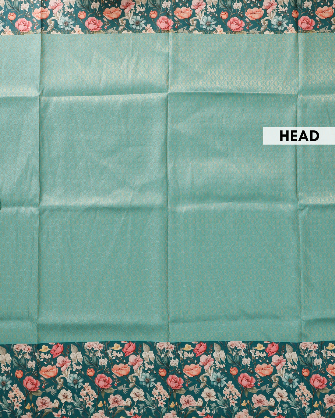 Solid Soft Silk Saree With Floral Printed Blouse - Green