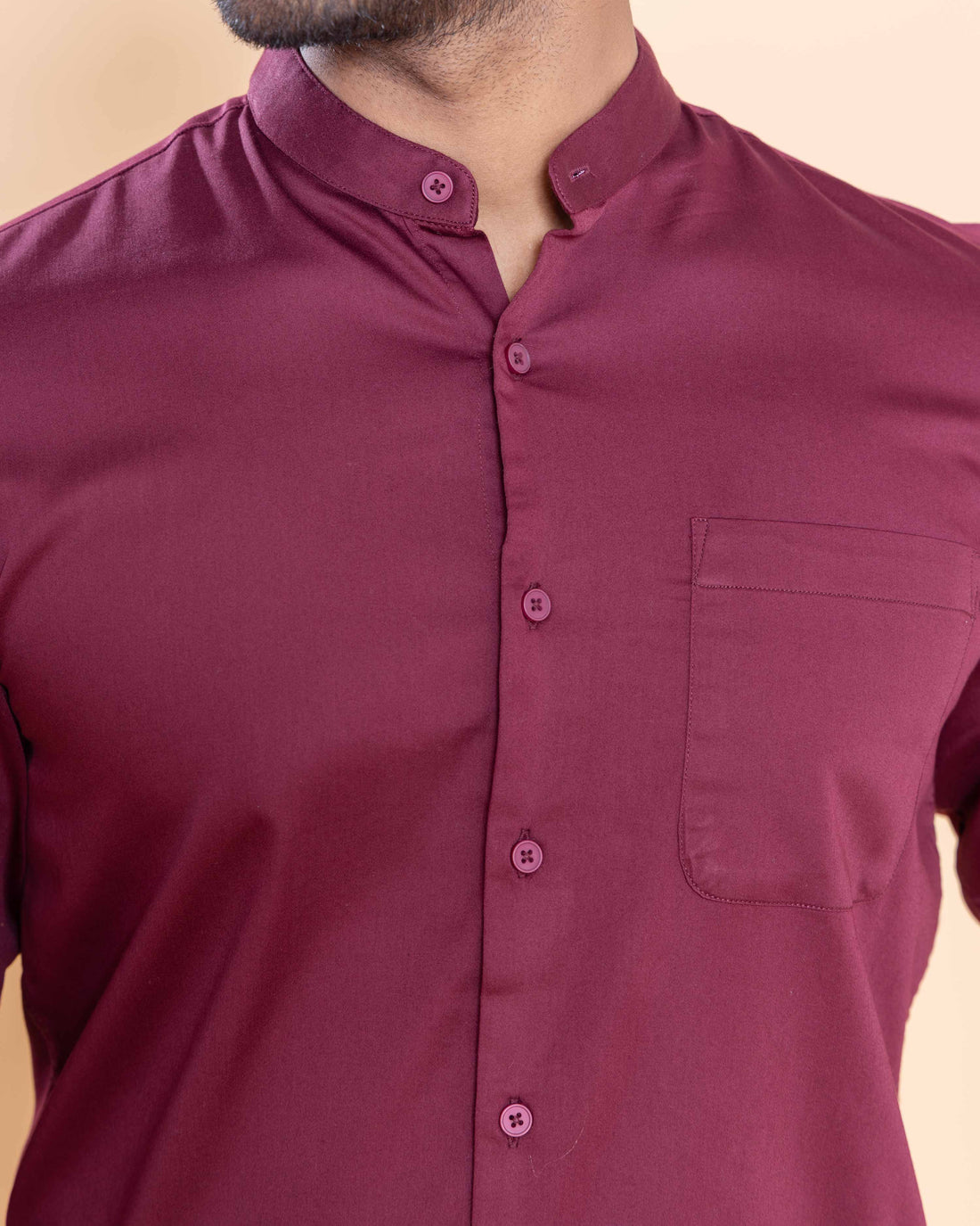 Nativebull Men Solid Full Sleeve Cotton Blend Shirt - Maroon