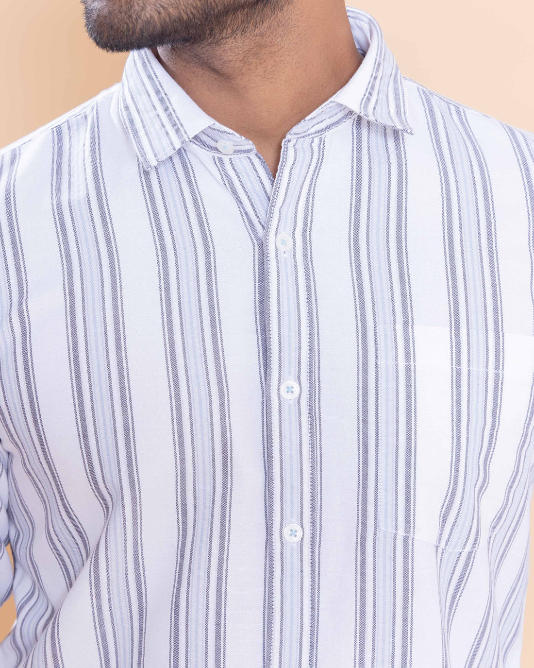 Nativebull Men Striped Full Sleeve Cotton Shirt - Blue