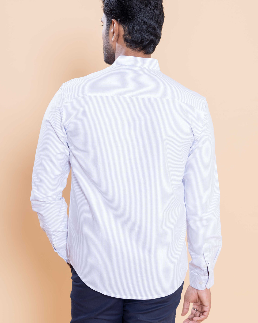 Nativebull Men Striped Full Sleeve Cotton Shirt - Grey