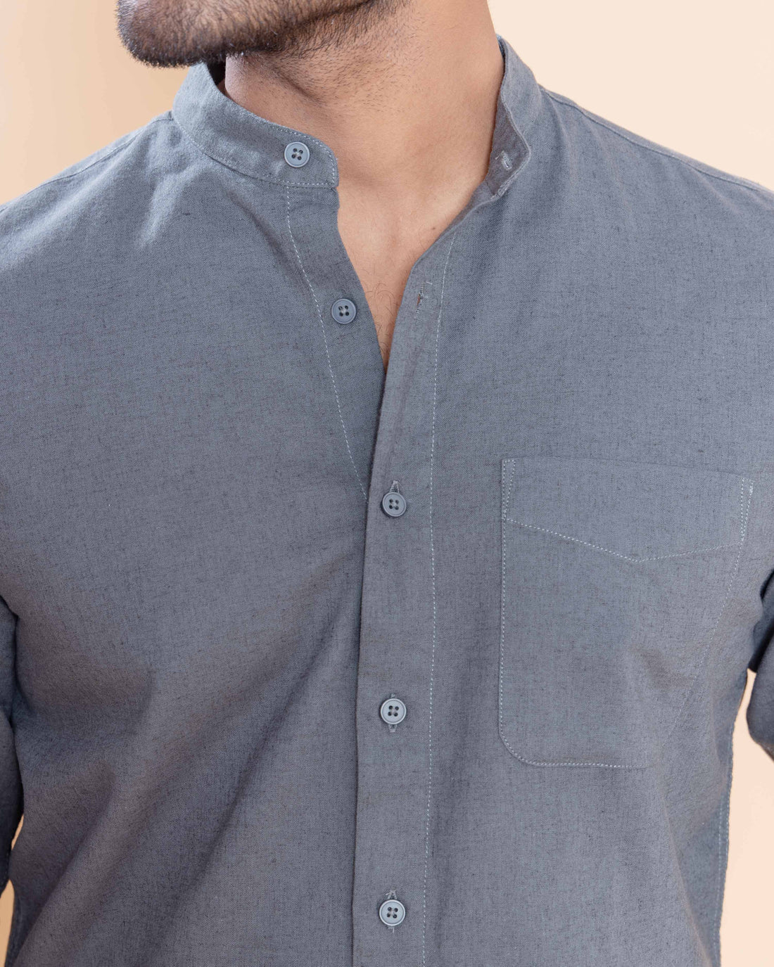 Nativebull Men Solid Full Sleeve Cotton Shirt - Dark Grey