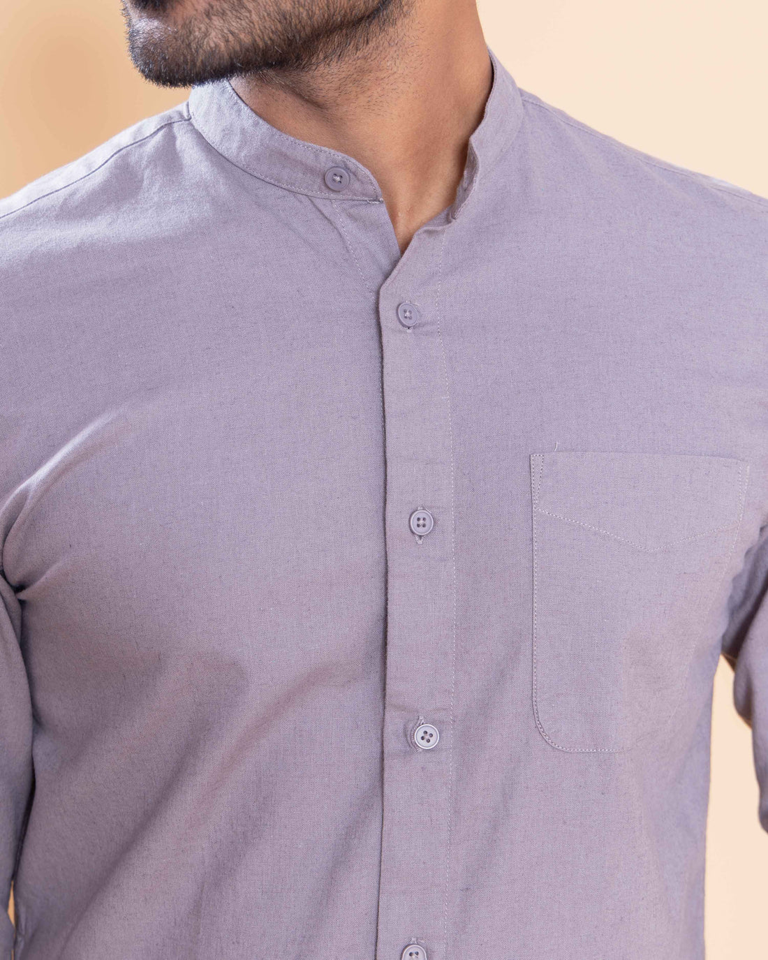 Nativebull Men Solid Full Sleeve Cotton Shirt - Grey