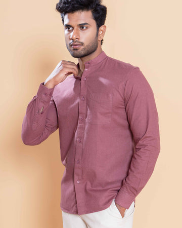 Nativebull Men Solid Full Sleeve Cotton Shirt - Onion Pink