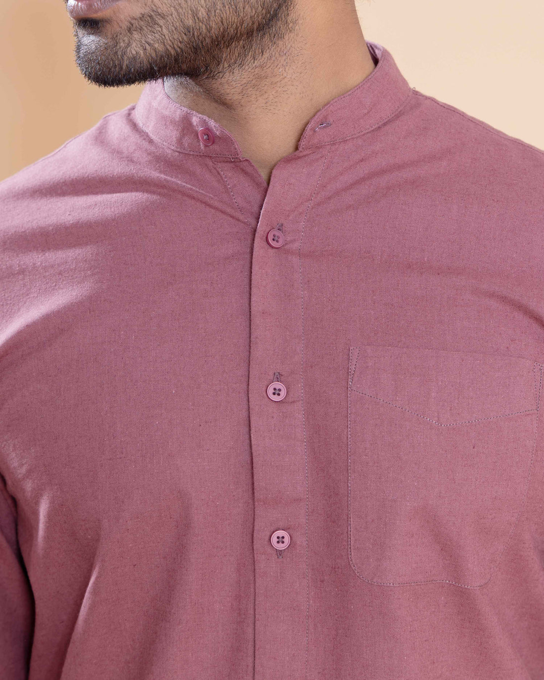 Nativebull Men Solid Full Sleeve Cotton Shirt - Onion Pink