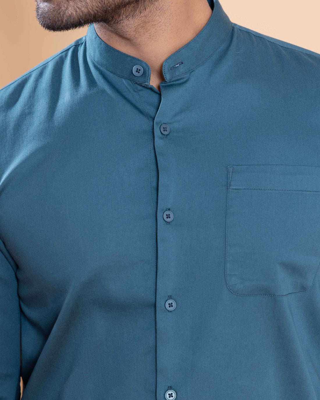 Nativebull Men Solid Full Sleeve Cotton Blend Shirt - Teal