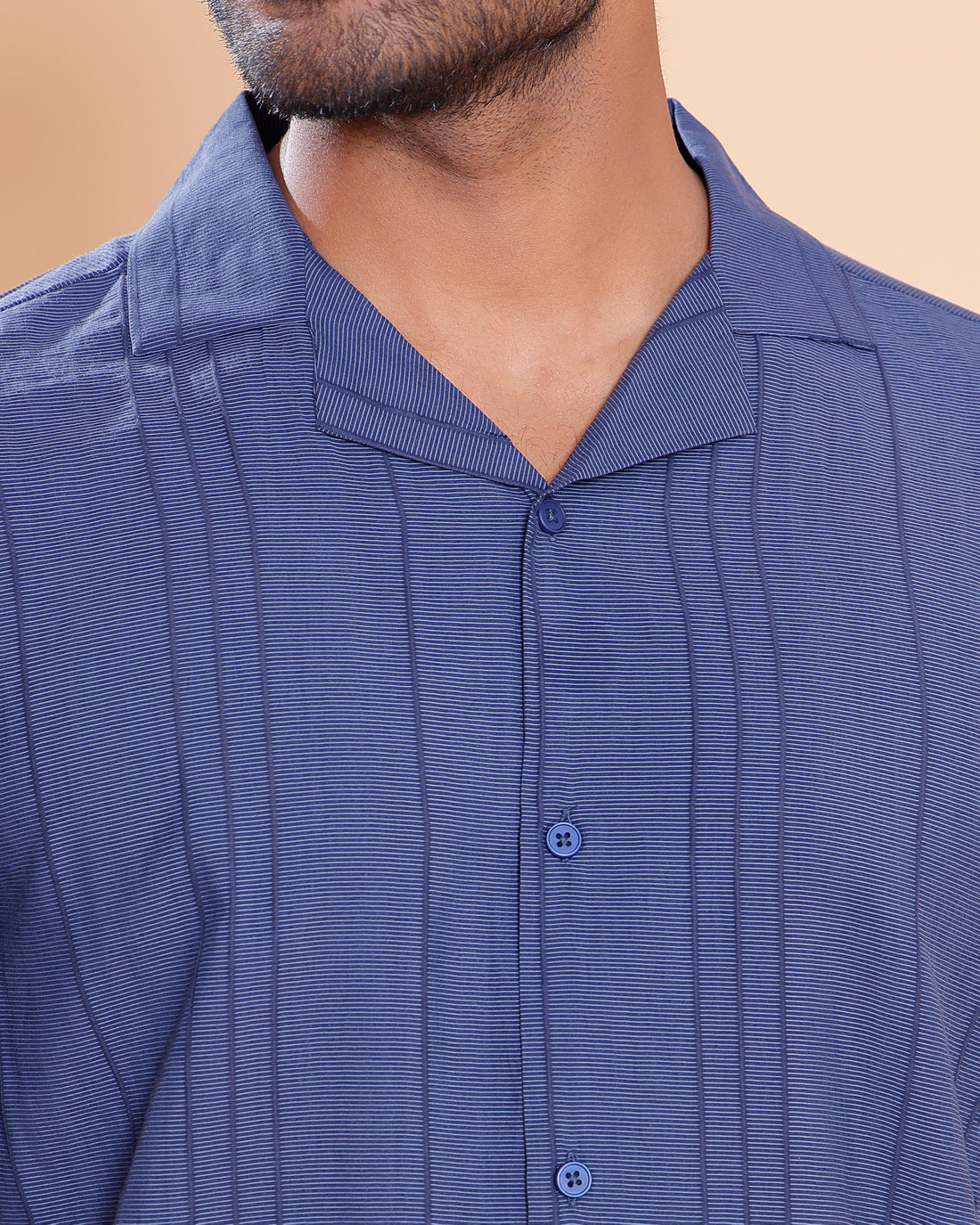 Nativebull Men Textured Half Sleeve Cotton Blend Shirt - Blue