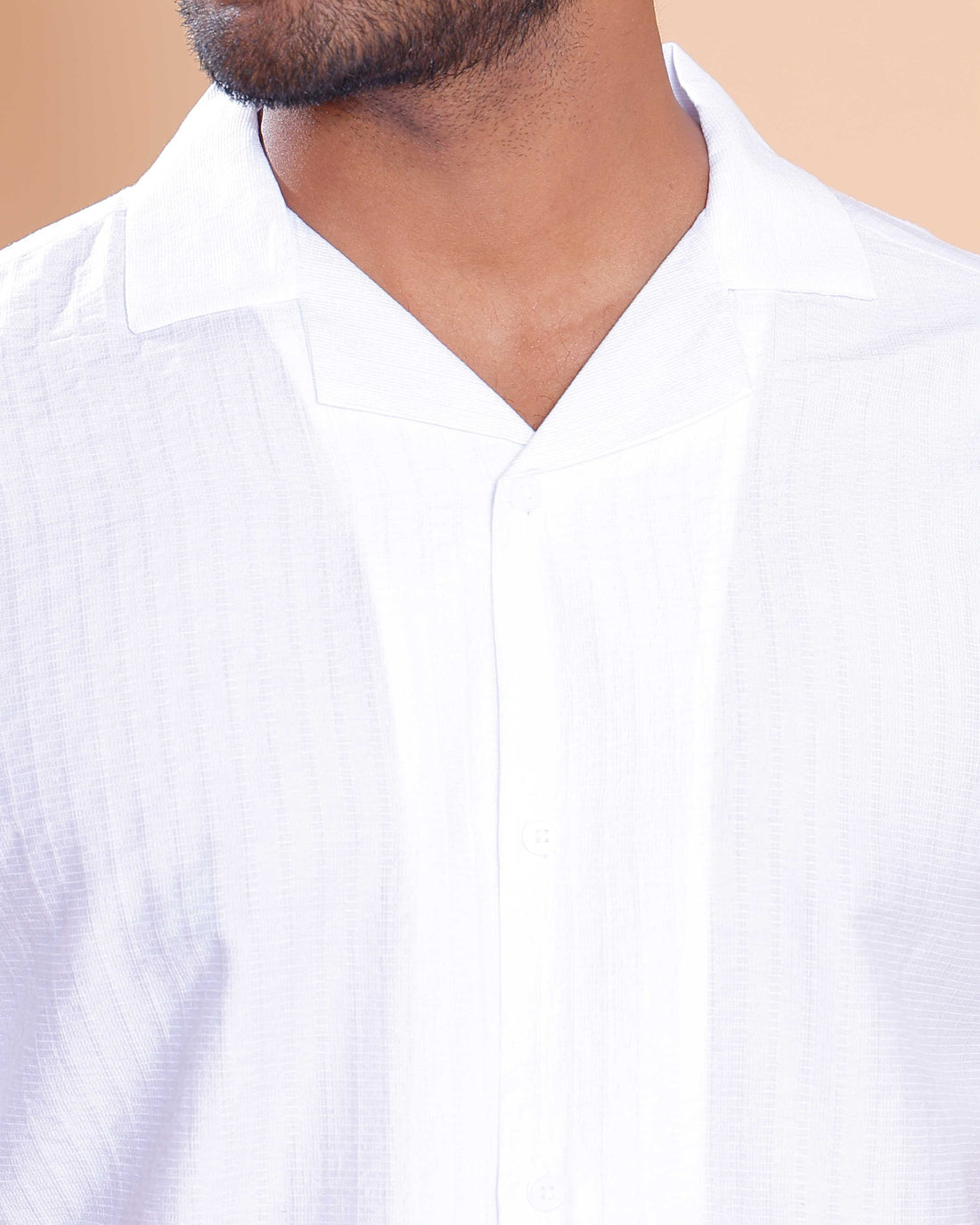 Nativebull Men Textured Half Sleeve Cotton Blend Shirt - White