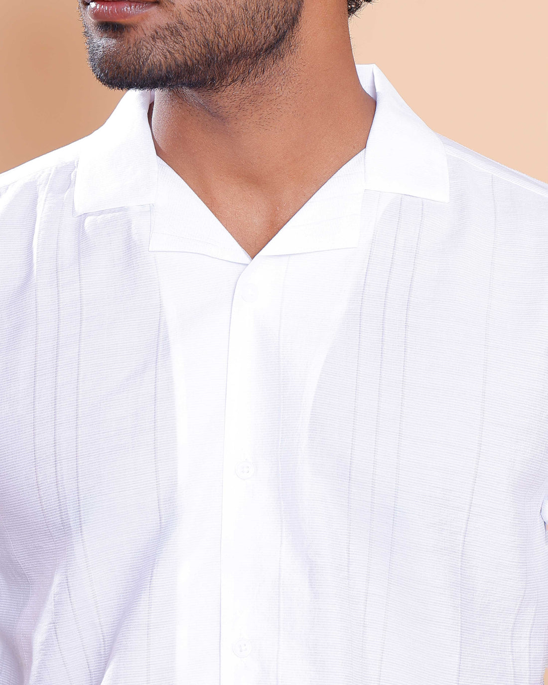 Nativebull Men Textured Half Sleeve Cotton Blend Shirt - White