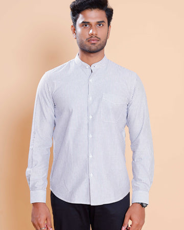 Nativebull Men Striped Full Sleeve Cotton Shirt - Blue