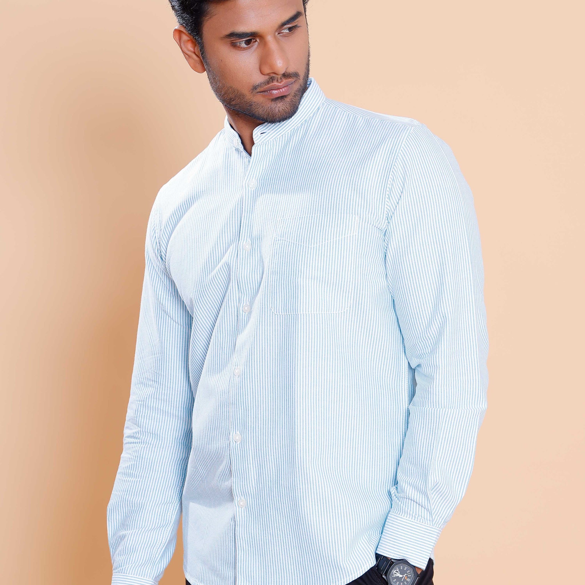 Nativebull Men Striped Full Sleeve Cotton Shirt - Green
