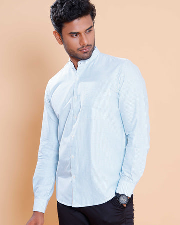 Nativebull Men Striped Full Sleeve Cotton Shirt - Green