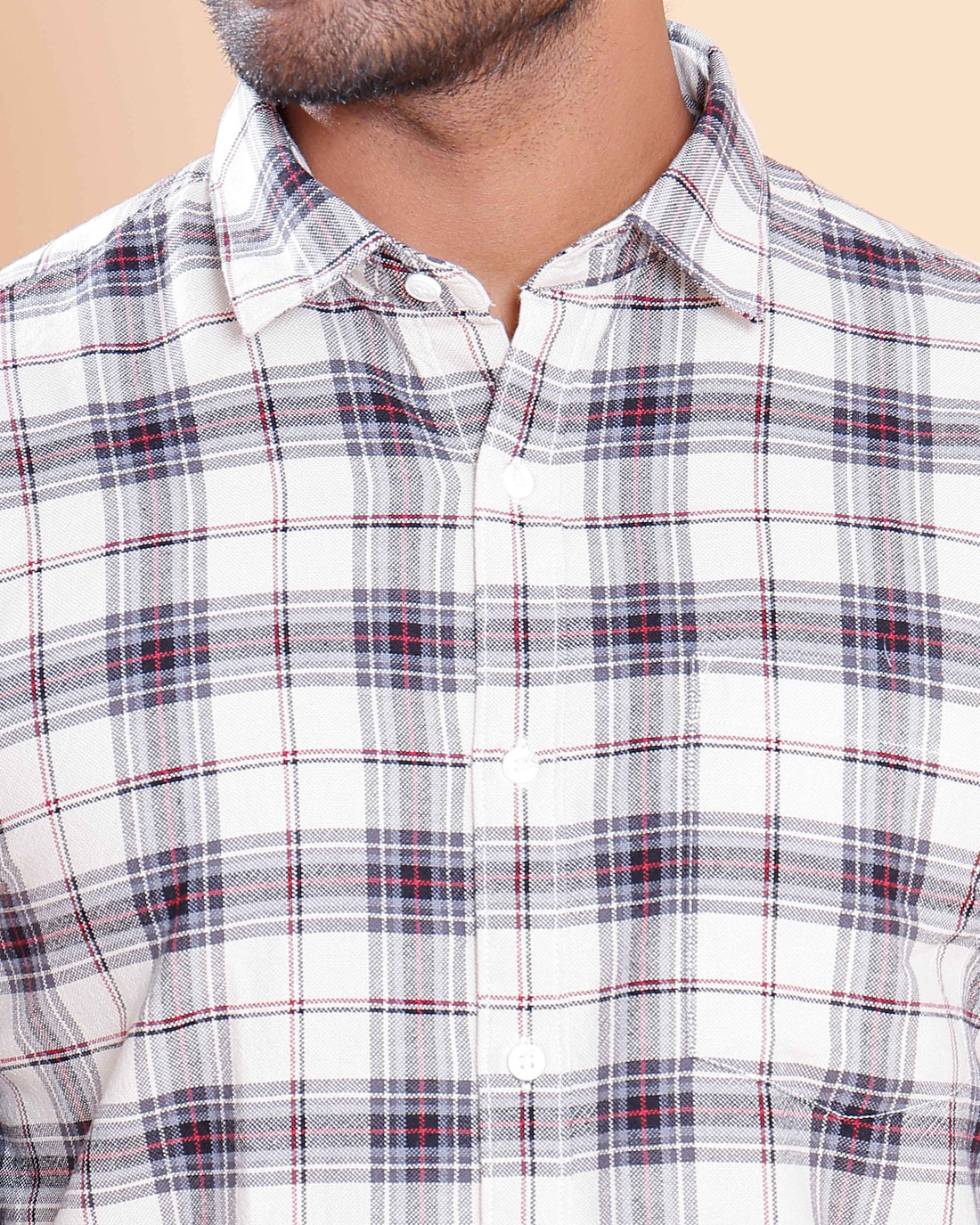 Nativebull Men Checked Full Sleeve Cotton Shirt - Beige