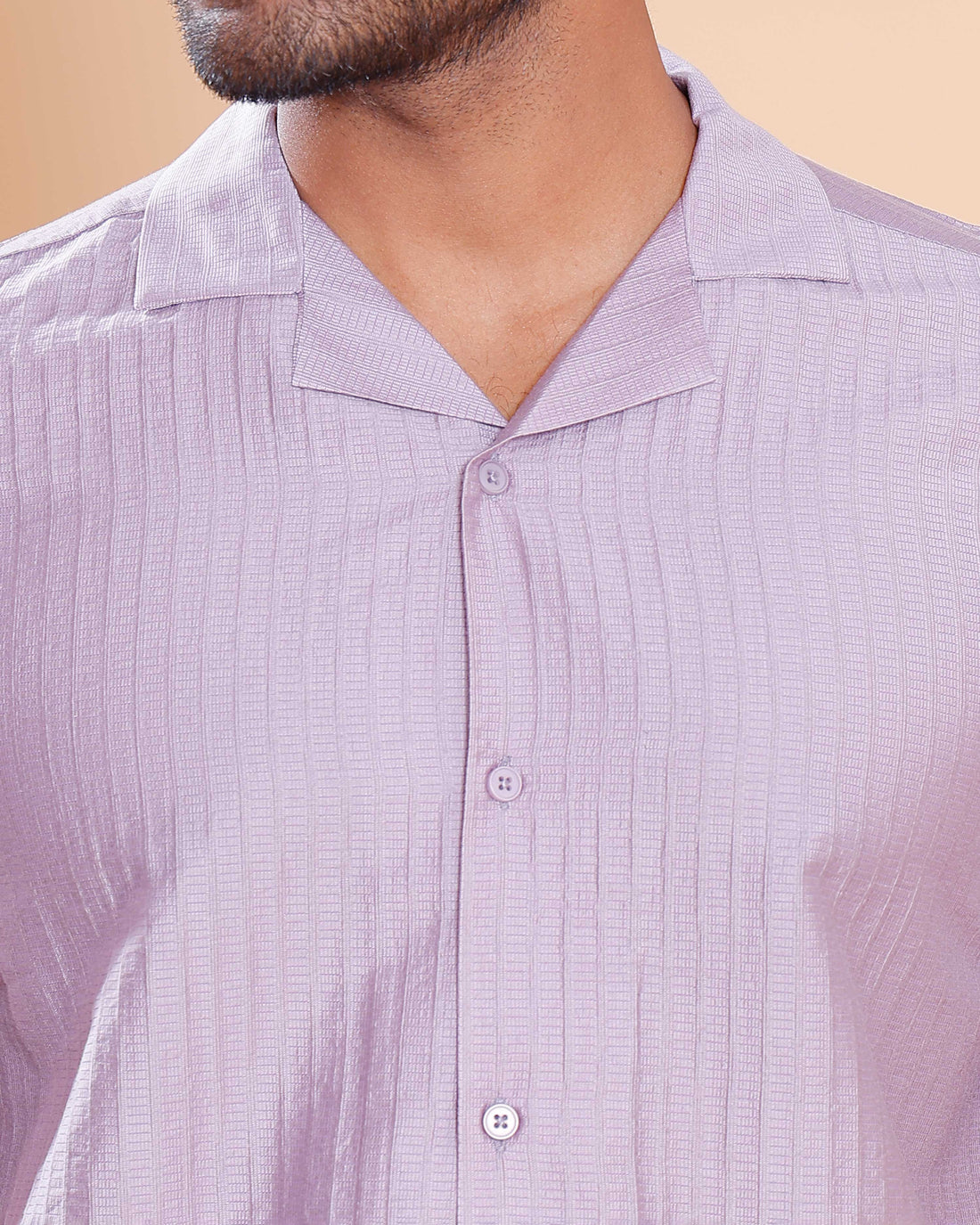 Nativebull Men Textured Half Sleeve Cotton Blend Shirt - Lavender