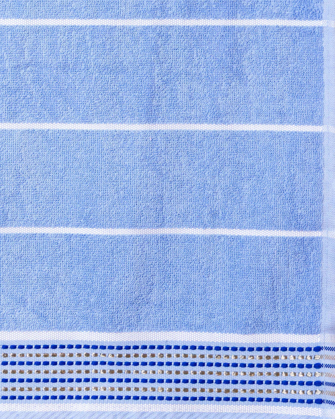 Elegant Striped Textured Cotton Bath Towel - Blue