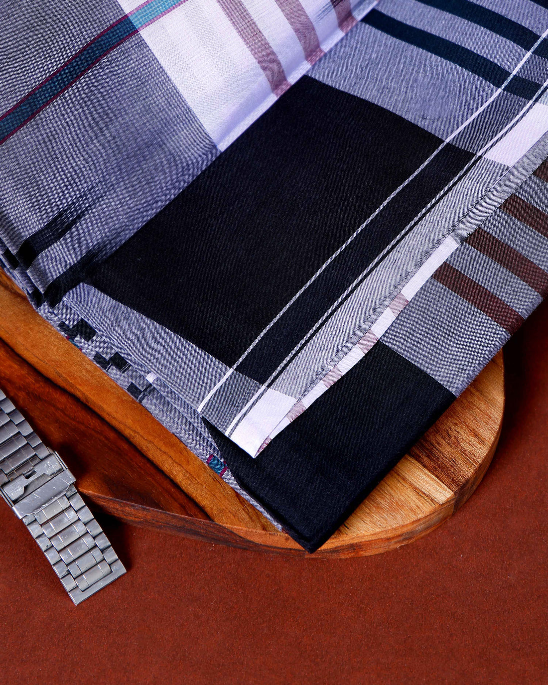 Sangu Brand Men's Premium Cotton Striped Lungi Stitched - Multi