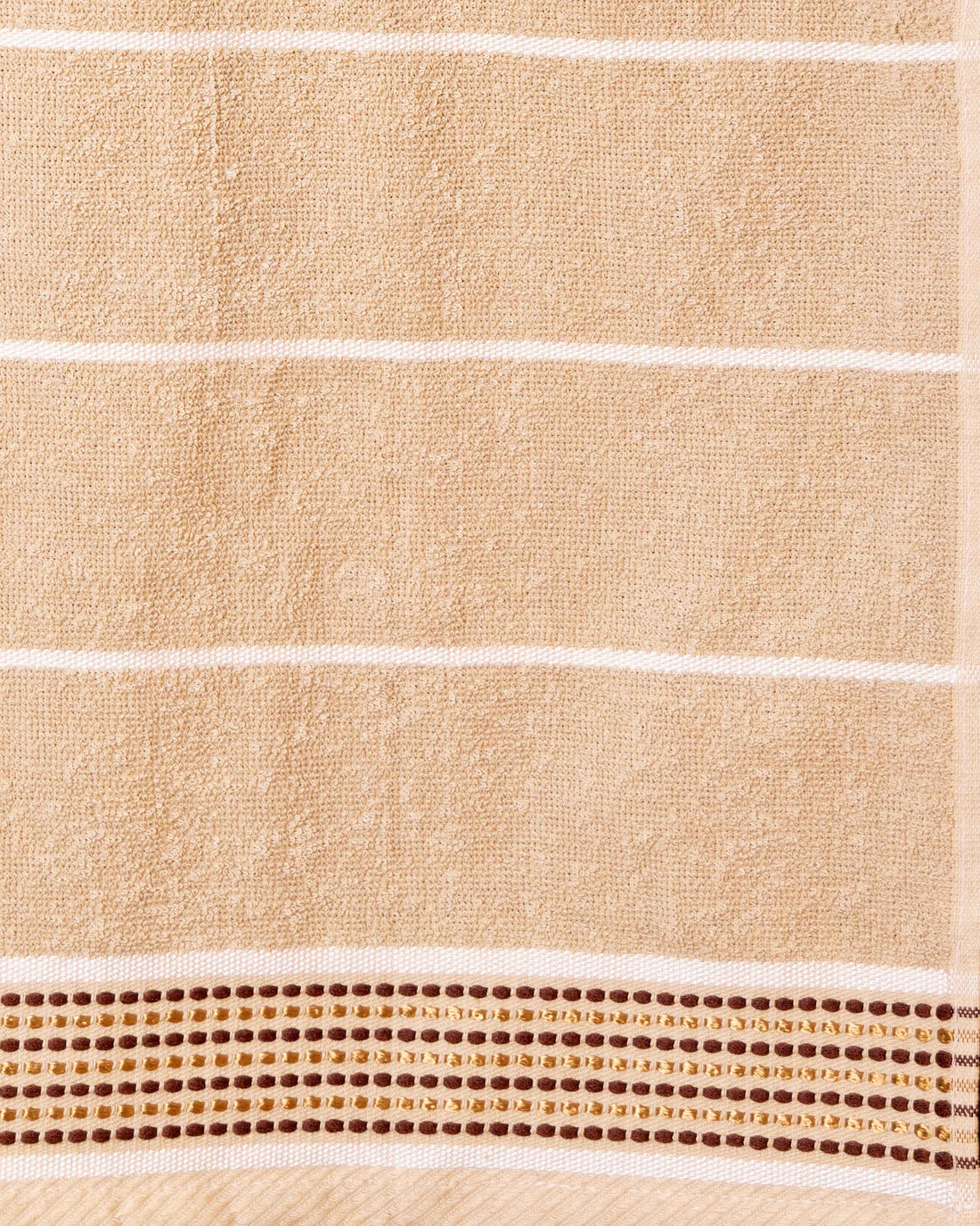 Elegant Striped Textured Cotton Bath Towel - Beige