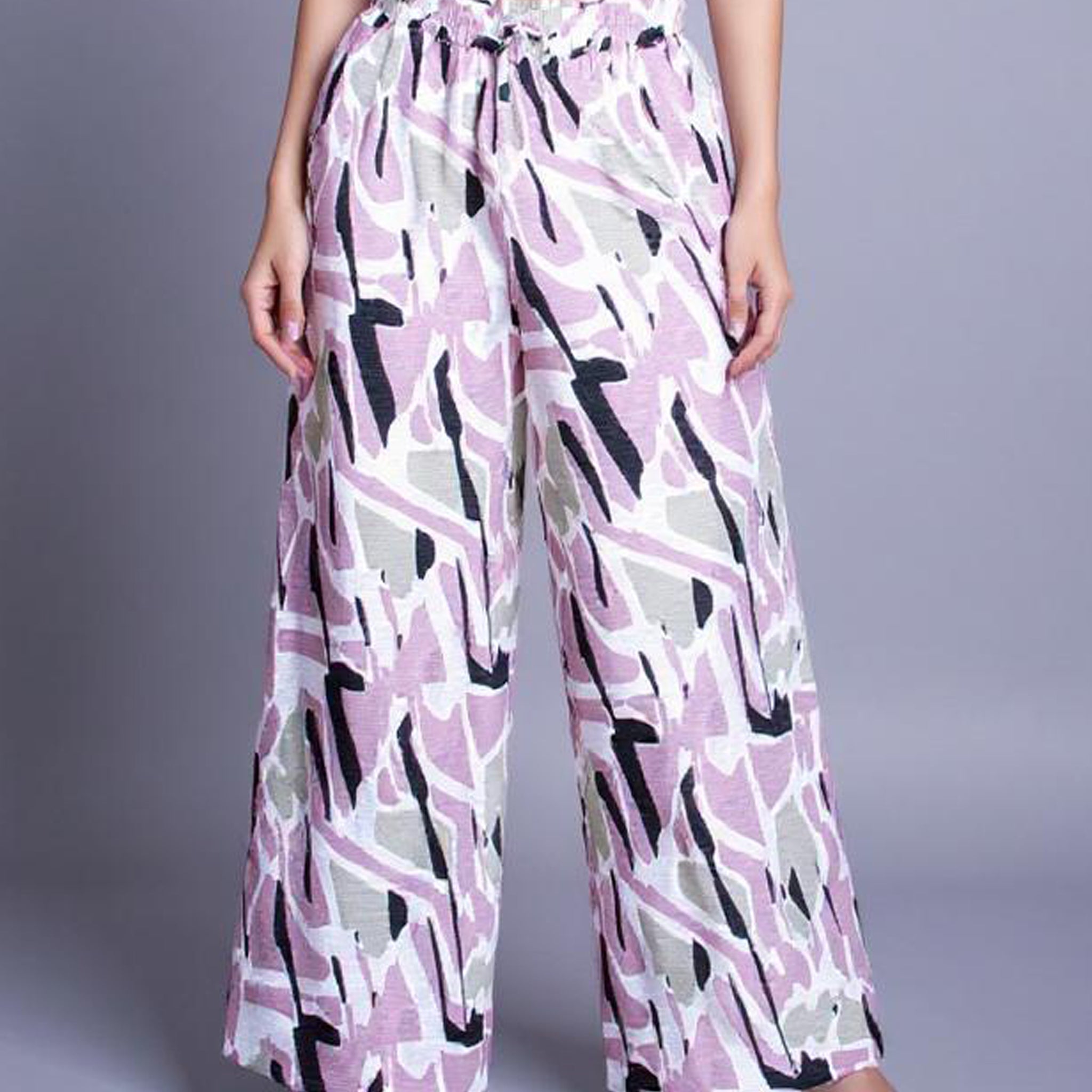 Abstract Print Relaxed Fit Palazzo Pant -Multi