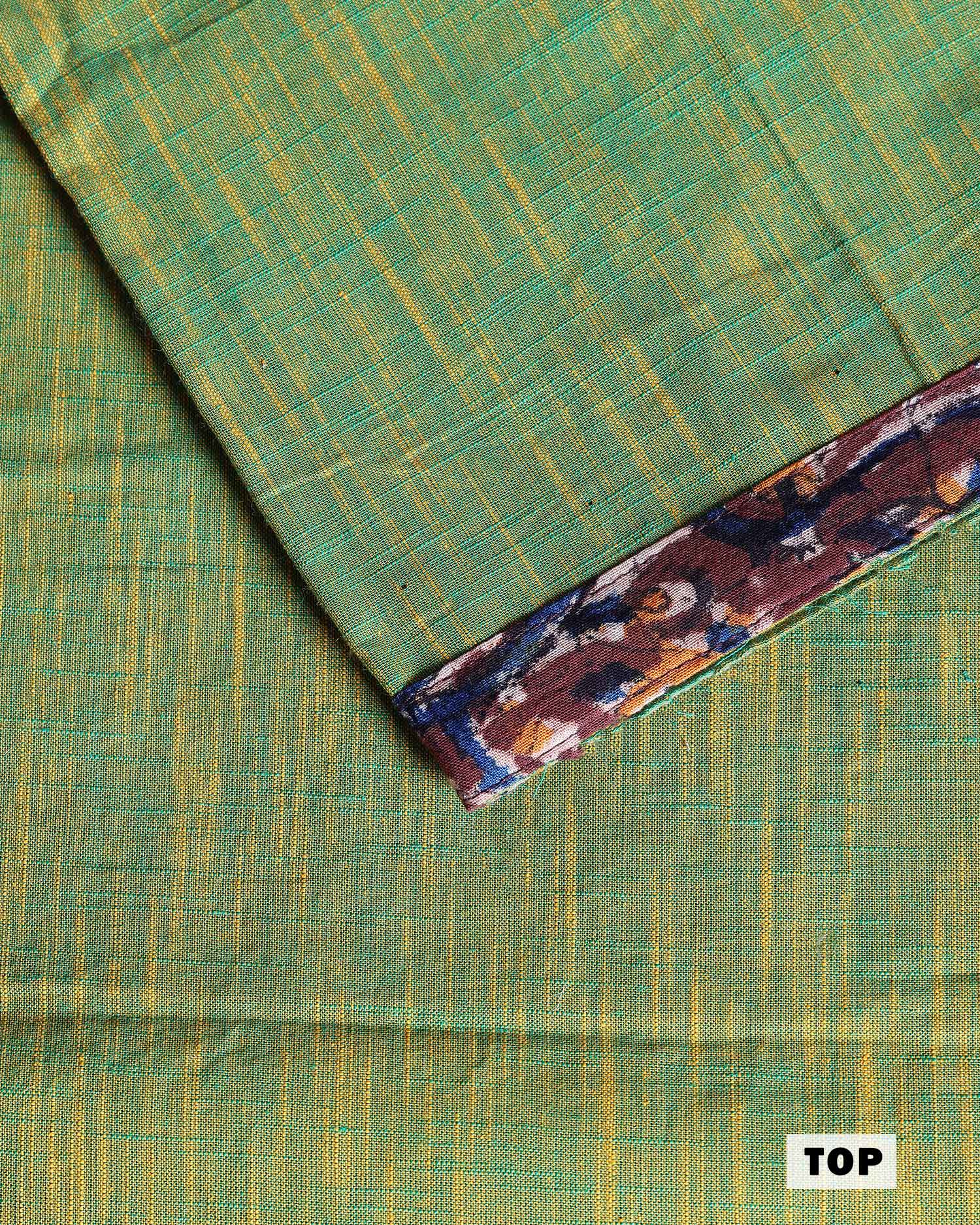 Women’s Unstitched Salwar Suit Material Set with Kalamkari Print Top 2.5 Mtr, Bottom 2 Mtr and Dupatta 2.25 Mtr, Light Green