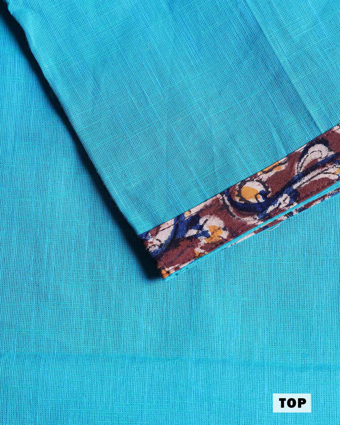 Women’s Unstitched Salwar Suit Material Set with Kalamkari Print Top 2.5 Mtr, Bottom 2 Mtr and Dupatta 2.25 Mtr - Turquoise