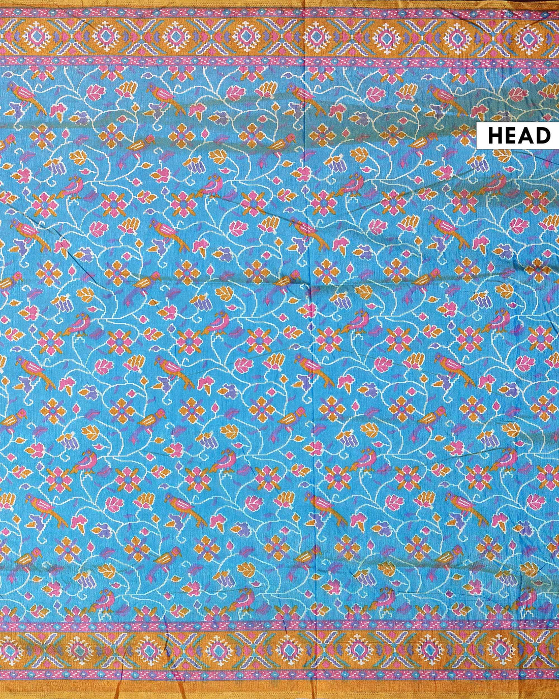 Elegant Patola Semi Silk Saree with Floral Inspired Patterns and an Intricate Border - Blue