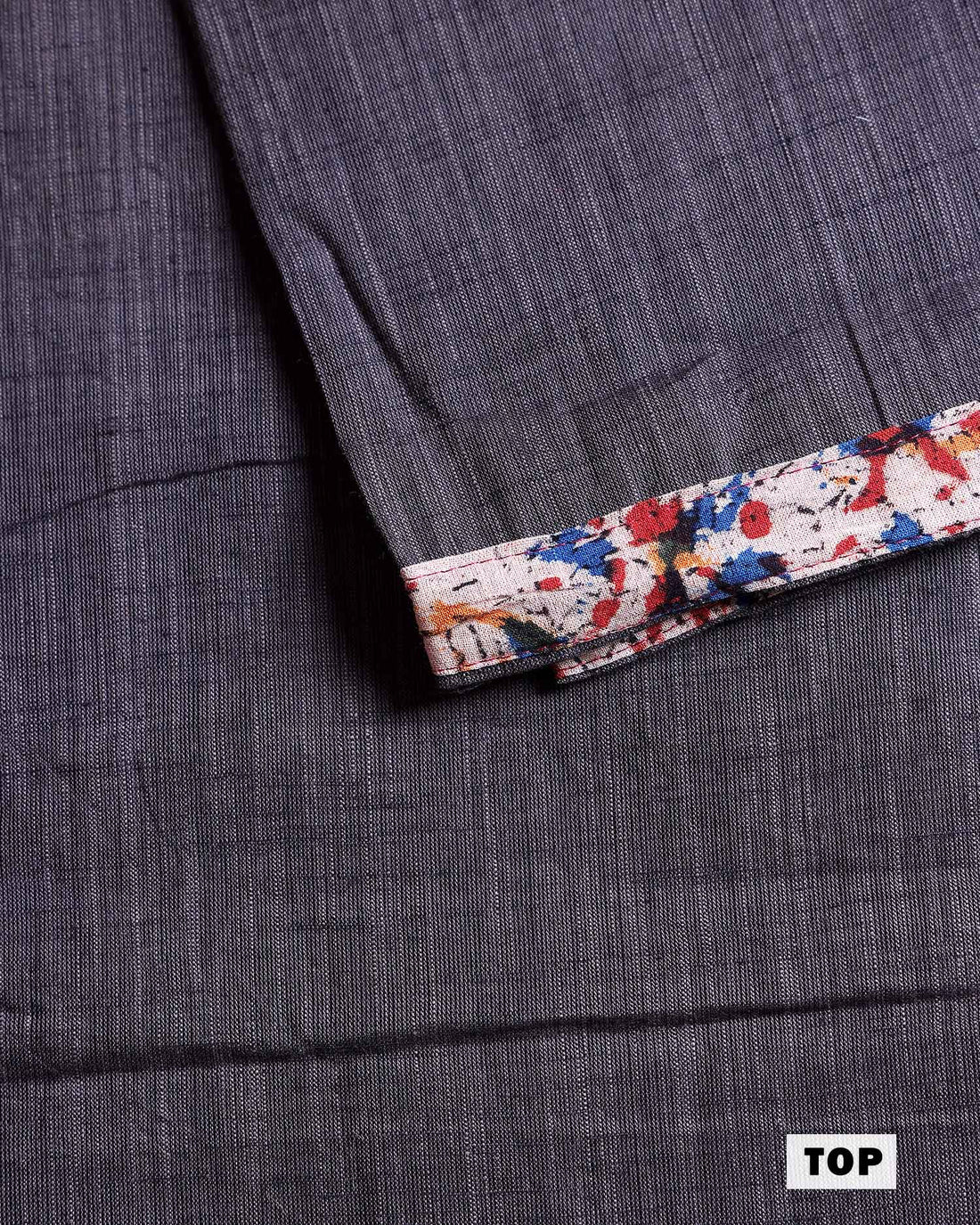 Women’s Unstitched Salwar Suit Material Set with Kalamkari Print Top 2.5 Mtr, Bottom 2 Mtr and Dupatta 2.25 Mtr - Dark Grey