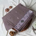 Bengal Cotton Saree With Woven Buti Motifs And Contrast Border In Light Brown Folded Display  - Close Up View