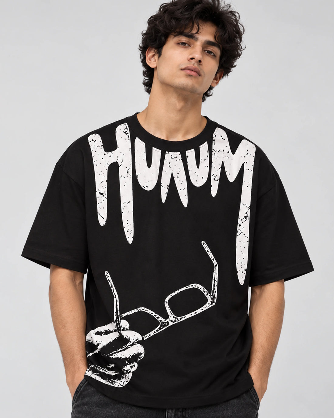 Men’s Nativebull Oversized Graphic Print Crew Neck Half Sleeve Jailer T-Shirt  - Black