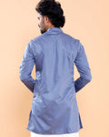 Elegant Men's Woven Design Kurta with Mandarin Collar and Full Sleeves, Purple