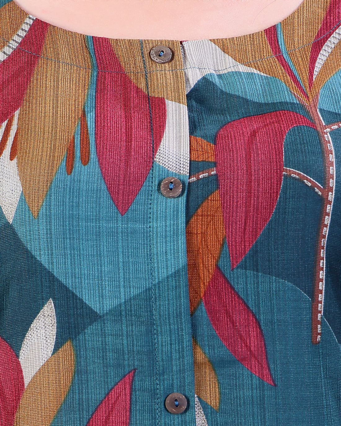 Contemporary Leaf Printed A-Line Kurta with Straight Palazzo - Multi