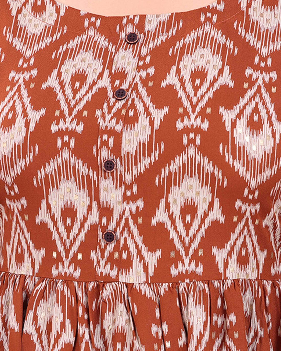 Women's Ethnic Motifs Printed A-Line Kurta - Brown