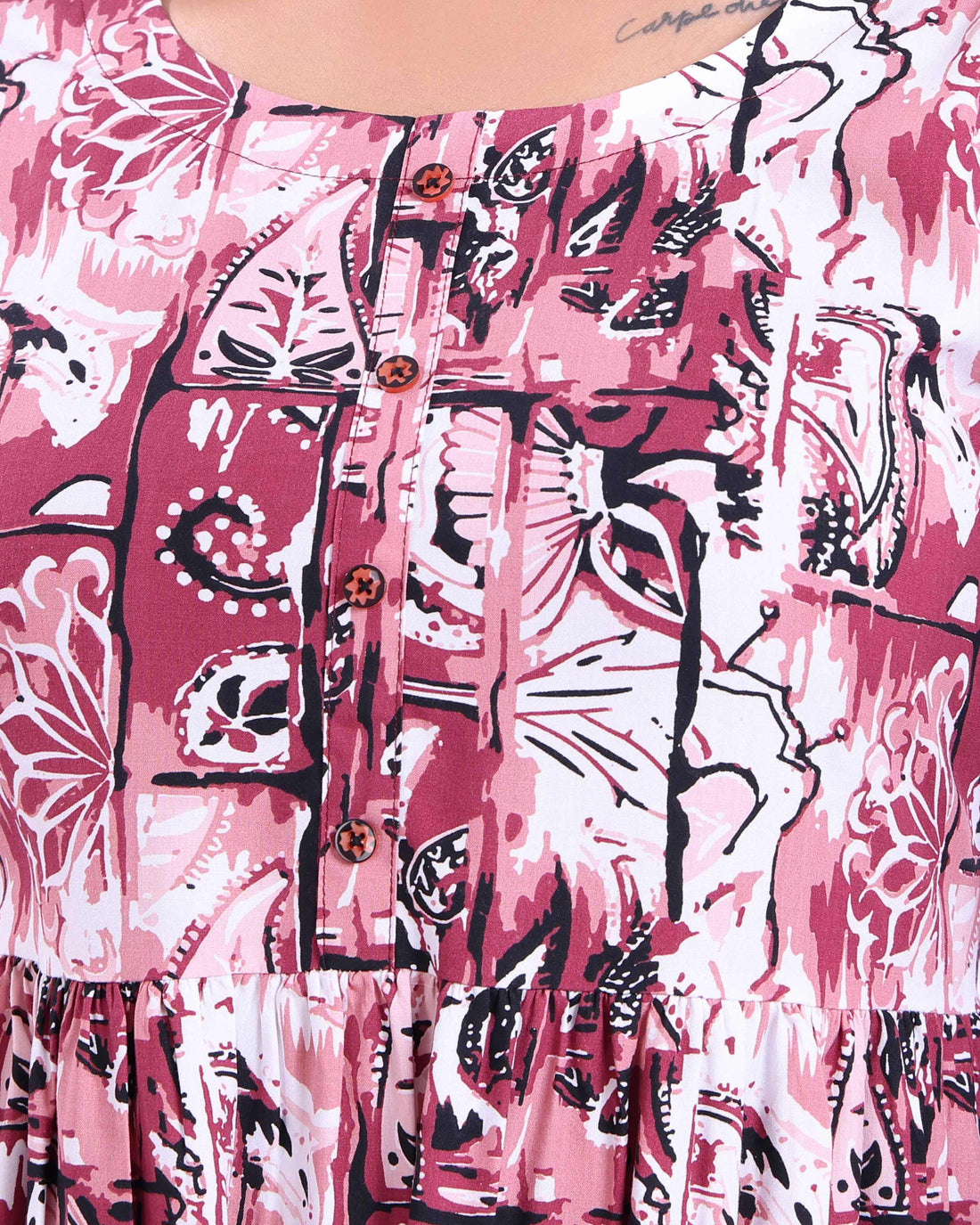 Women's Printed Flared Kurta - Pink