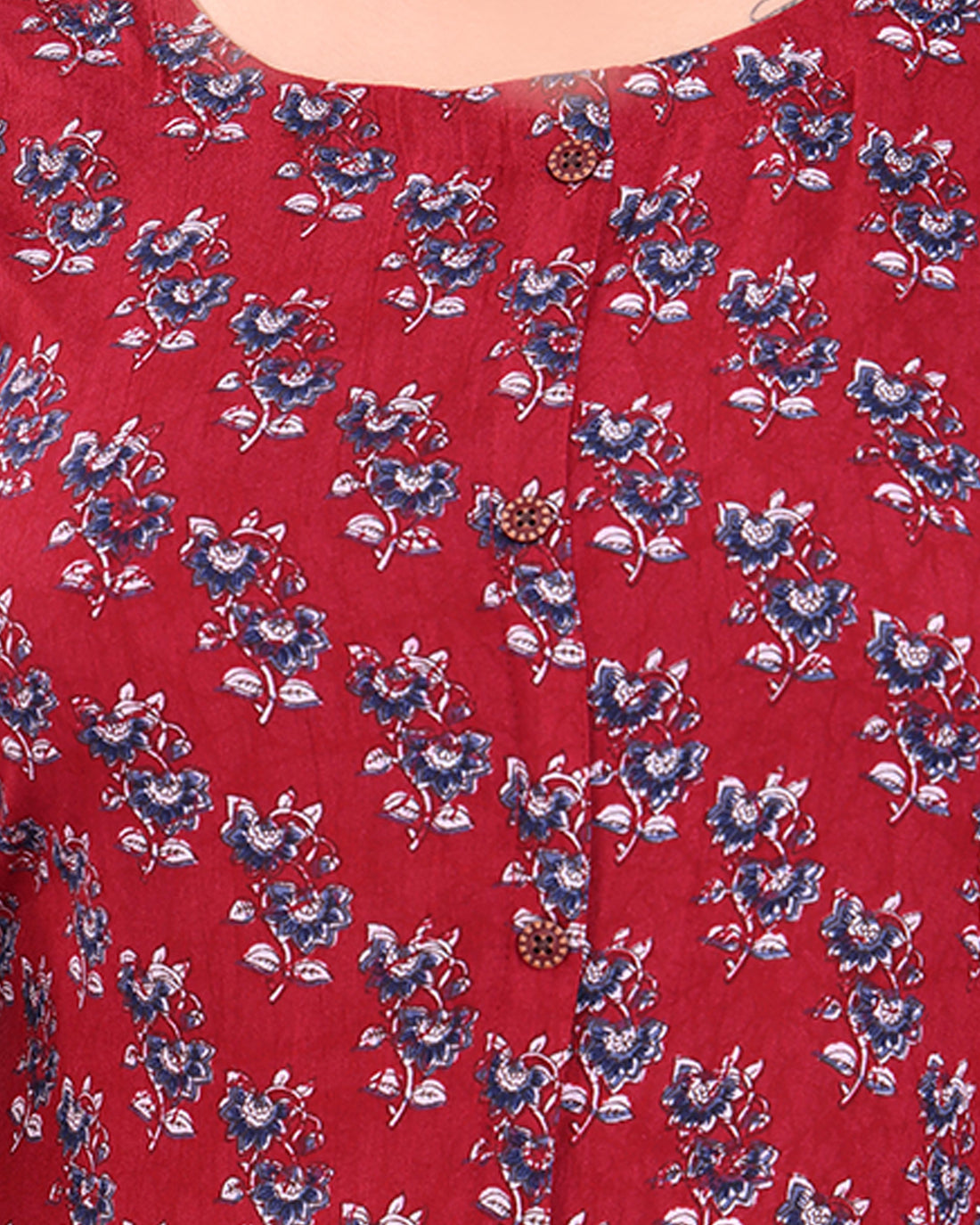 Women's Floral Printed Straight Kurta - Maroon