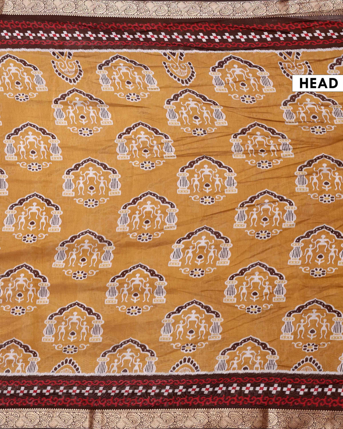 Elegant Semi Chanderi Saree with Traditional Floral Motifs and Zari Woven Contrast Border - Mustard Yellow