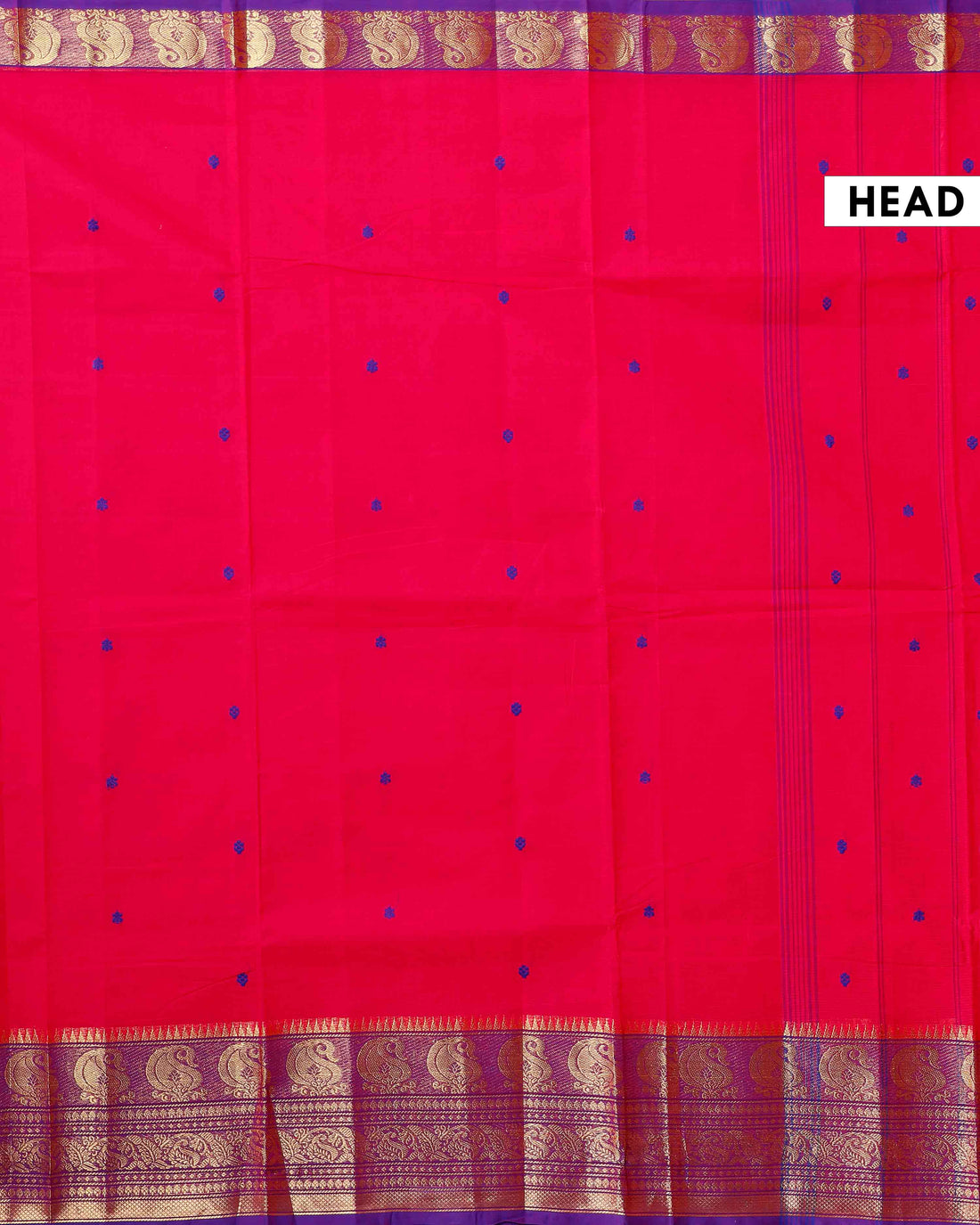 Handloom Chettinad Cotton Saree with Butta Weaves, Zari Peacock Motif Border and Contrast Pallu - Pink