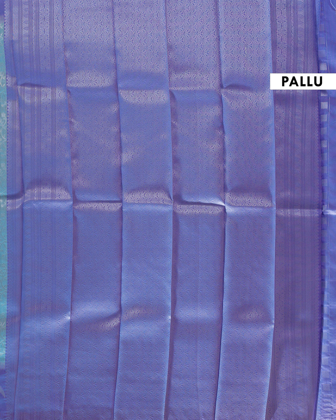 Elegant Litchi Silk Saree with Intricate Floral Weave and Contrasting Border - Blue