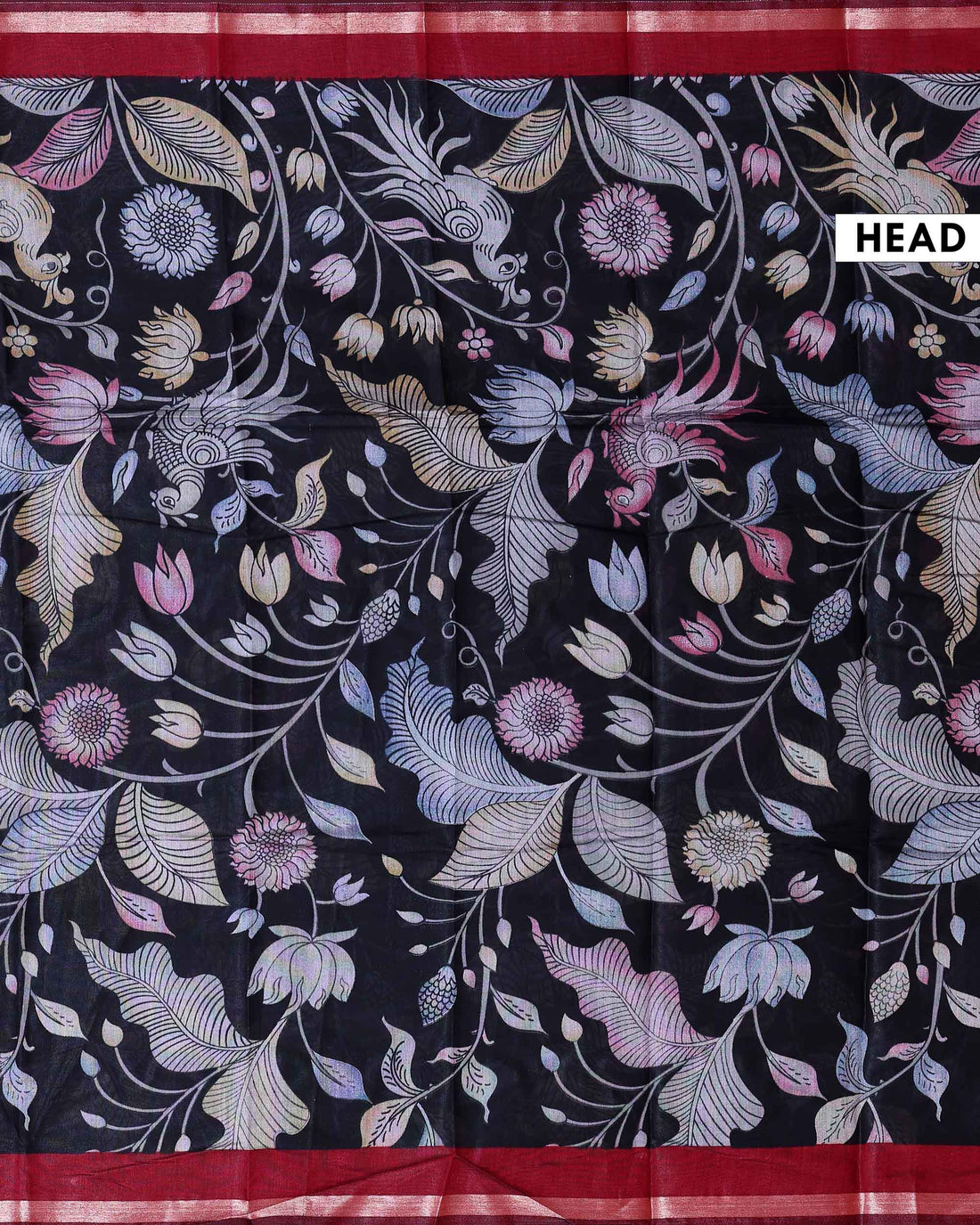 Elegant Semi Chanderi Saree with a Madubani Inspired Body and a Plain Border - Black