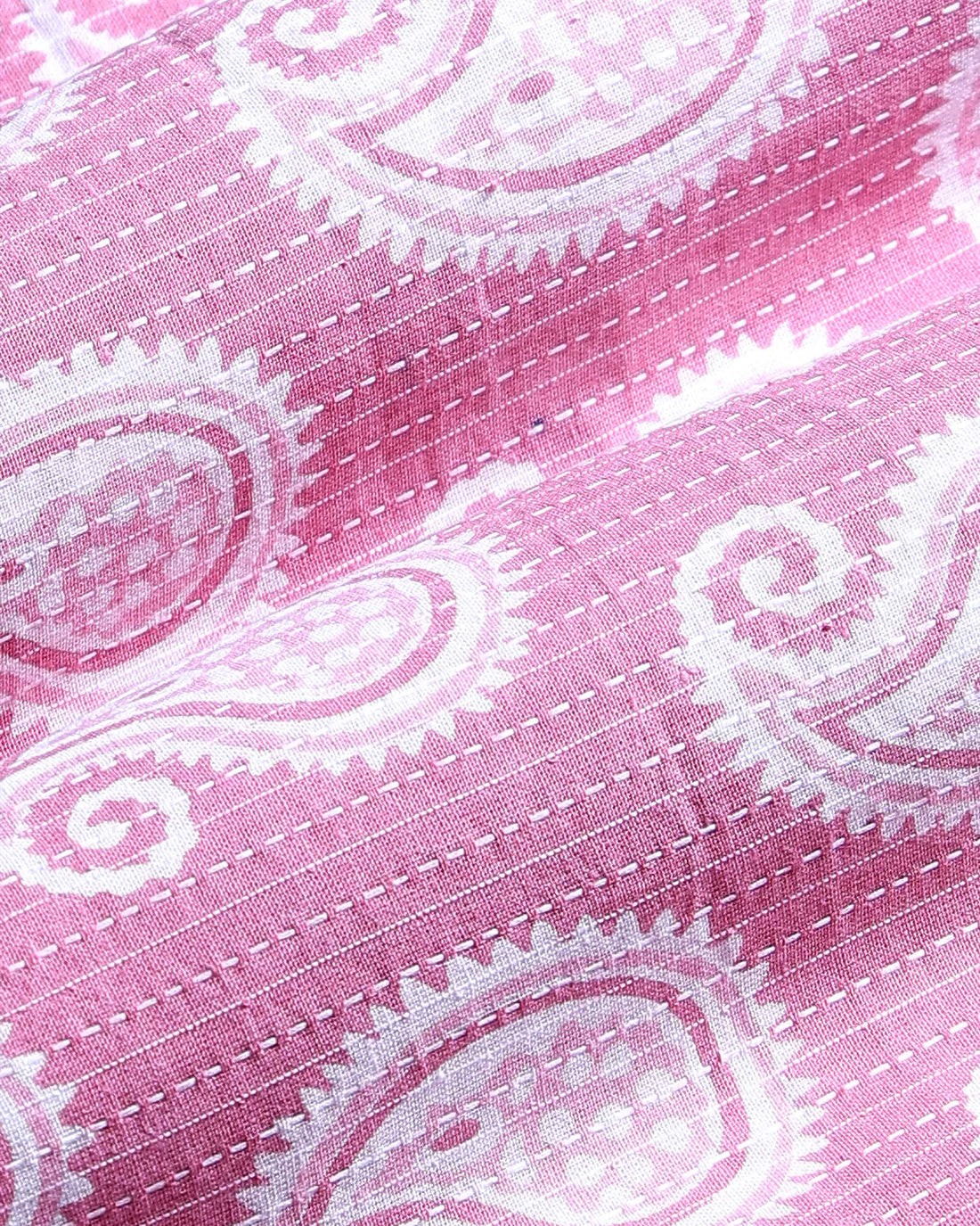 Women’s Handloom Cotton 1 Meter Blouse Material with Paisley Motifs - Pink