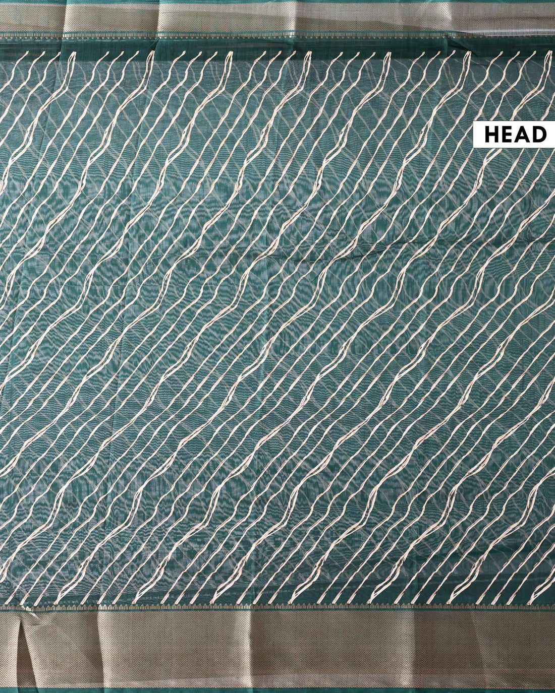 Elegant Dola Saree with Leheriya Inspired Print and Classic Zari Woven Border - Bottle Green