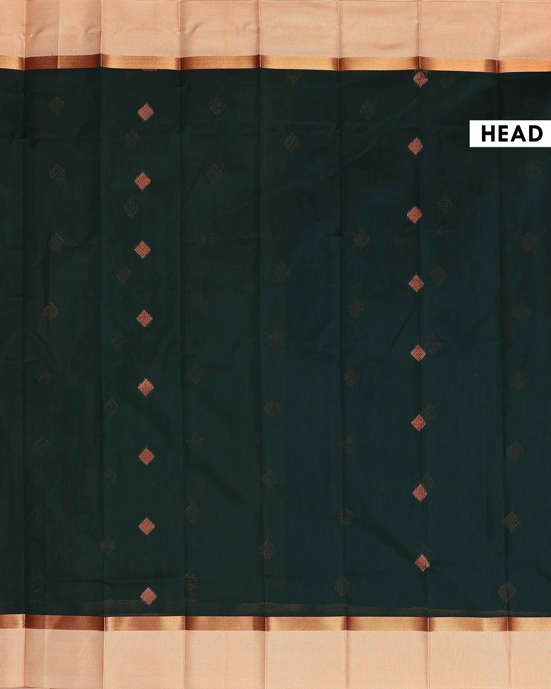 Elegant Elampillai Handloom Silk Cotton Saree with Zari Motifs and Contrast Border - Dark Green